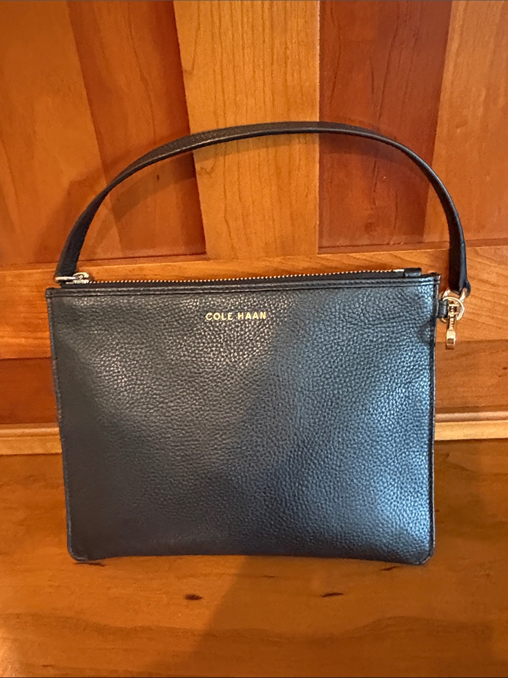 Cole Haan Black Pebbled Leather Wristlet Shoulder Bag